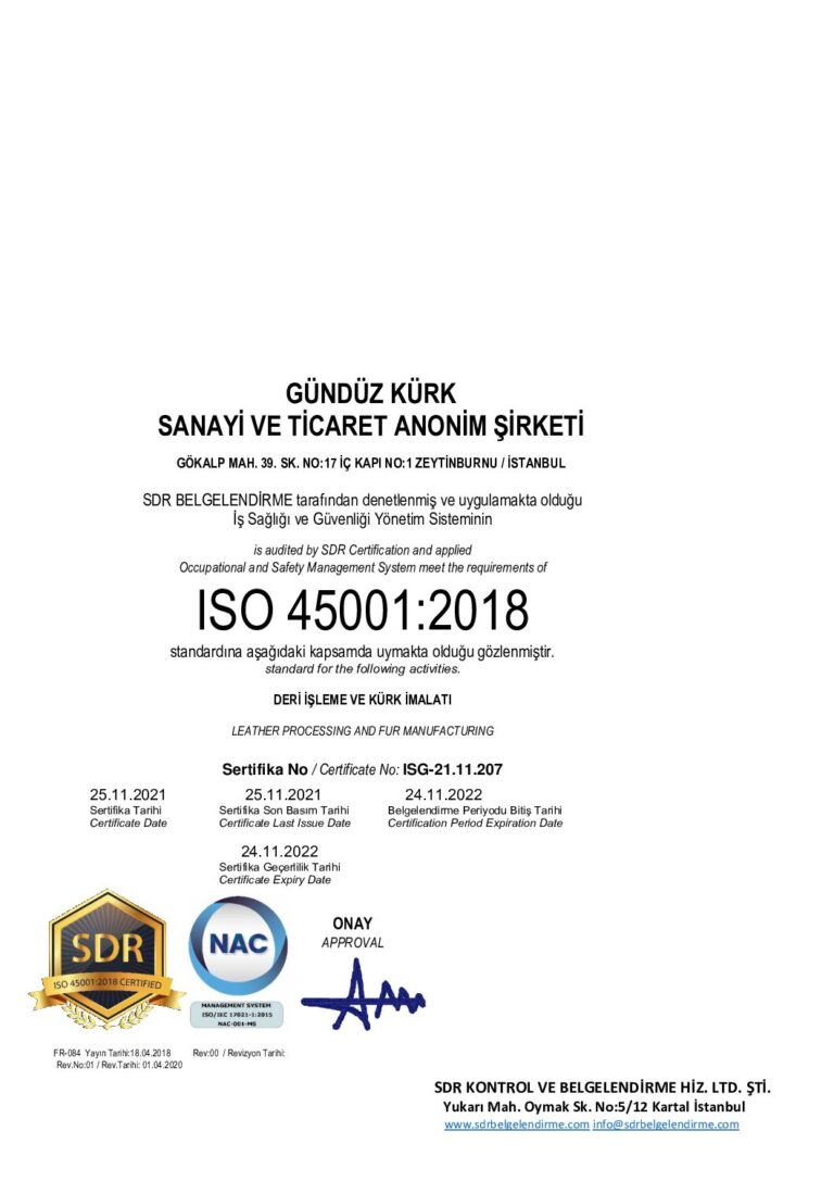 ISO 45001:2018 sertifikası